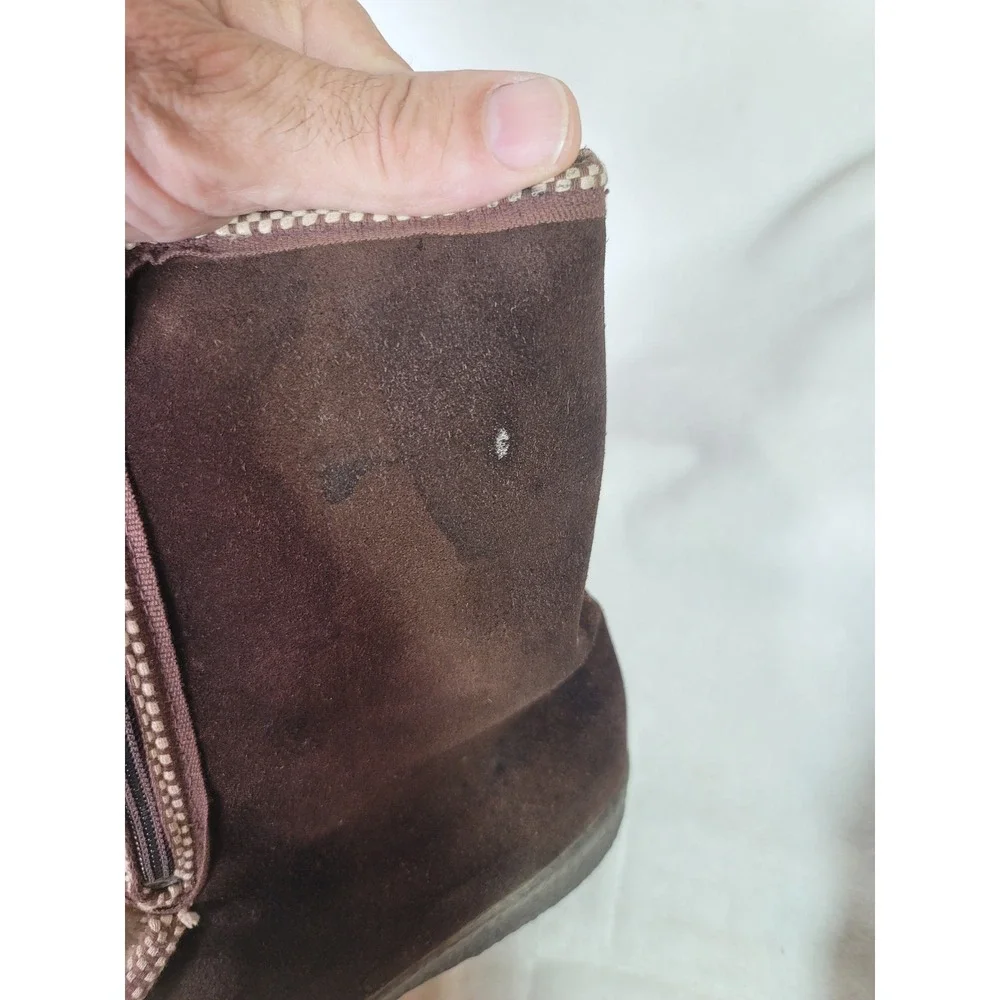 Vtg 70s Ski-Lounger Brown Suede Faux Fur Apres Ski Boots Italian Size 8 Cabin